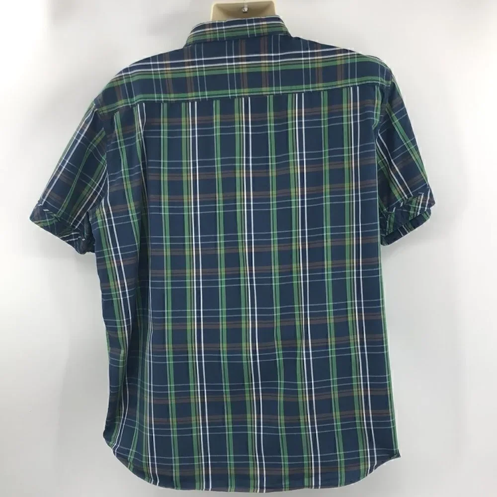 Phat Farm men’s blue green plaid short sleeve shirt Xxl